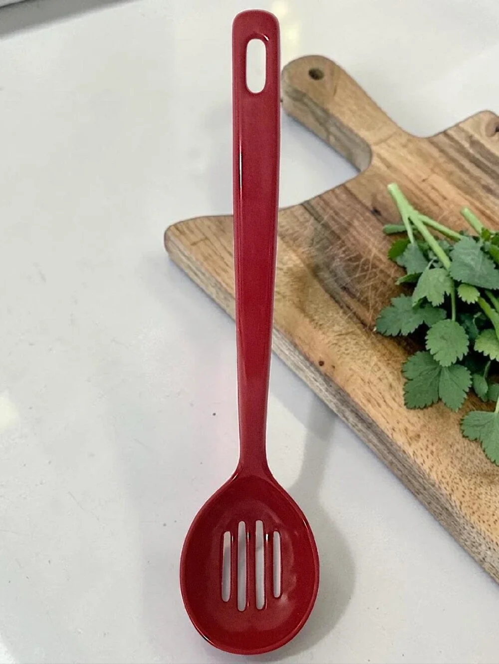 Vintage Ekco Slotted Cooking Spoon Serving Red Melamine Melmac Hard Plastic MCM